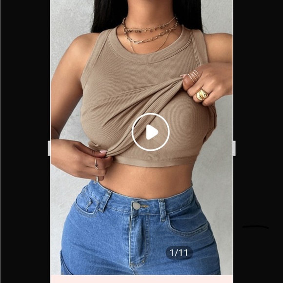 Classic Women's Tank Tops - White and Brown by Chicme - Picture 2 of 3